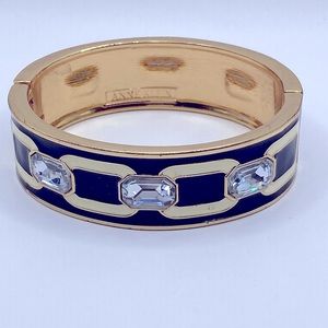 Anne Klein Enamel Rhinestone Clamper Bracelet